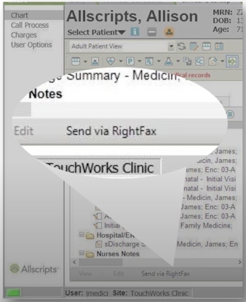 RightFax Fax Server Integration with Allscripts EHR